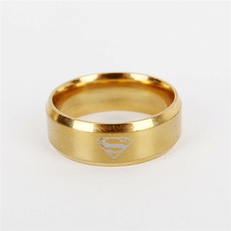 8mm Fashion Stainless Steel Superman Rings Wedding Rings for Men &amp; Women Jewelry 3 Colors