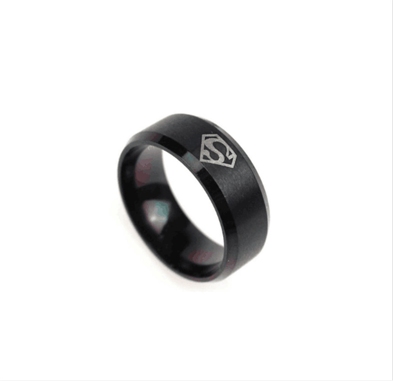 8mm Fashion Stainless Steel Superman Rings Wedding Rings for Men &amp; Women Jewelry 3 Colors