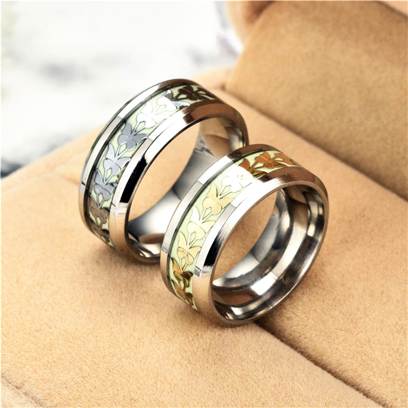 New Luminous Butterfly Ring Fluorescent Glowing Fashion Ring For Creative Gifts