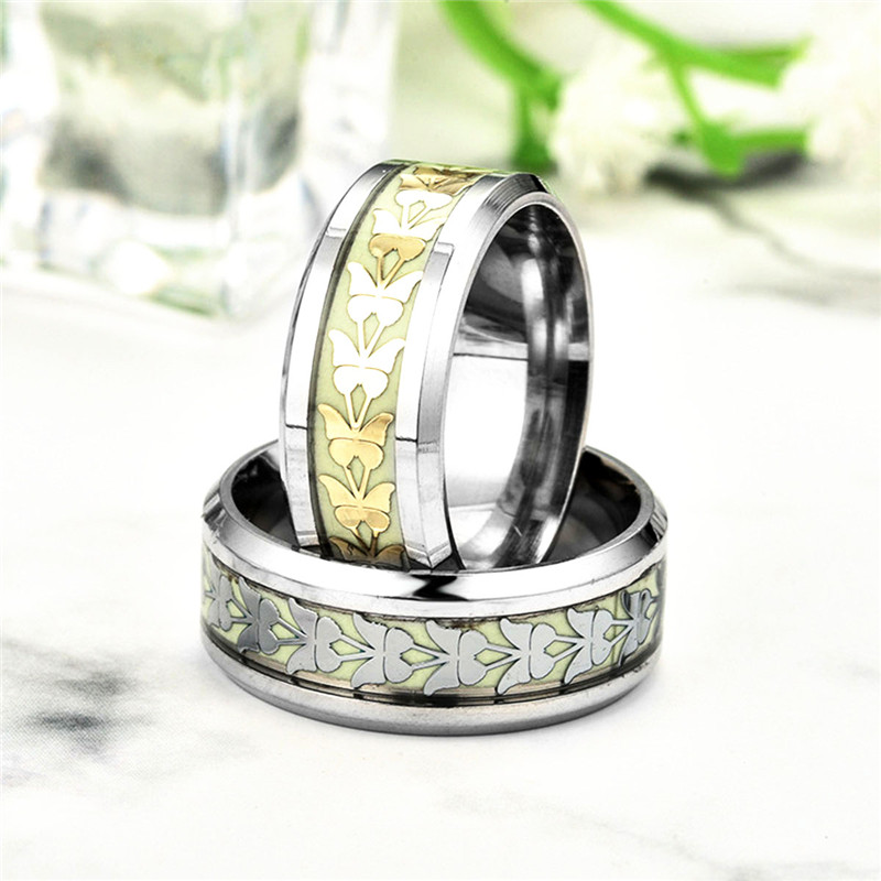New Luminous Butterfly Ring Fluorescent Glowing Fashion Ring For Creative Gifts