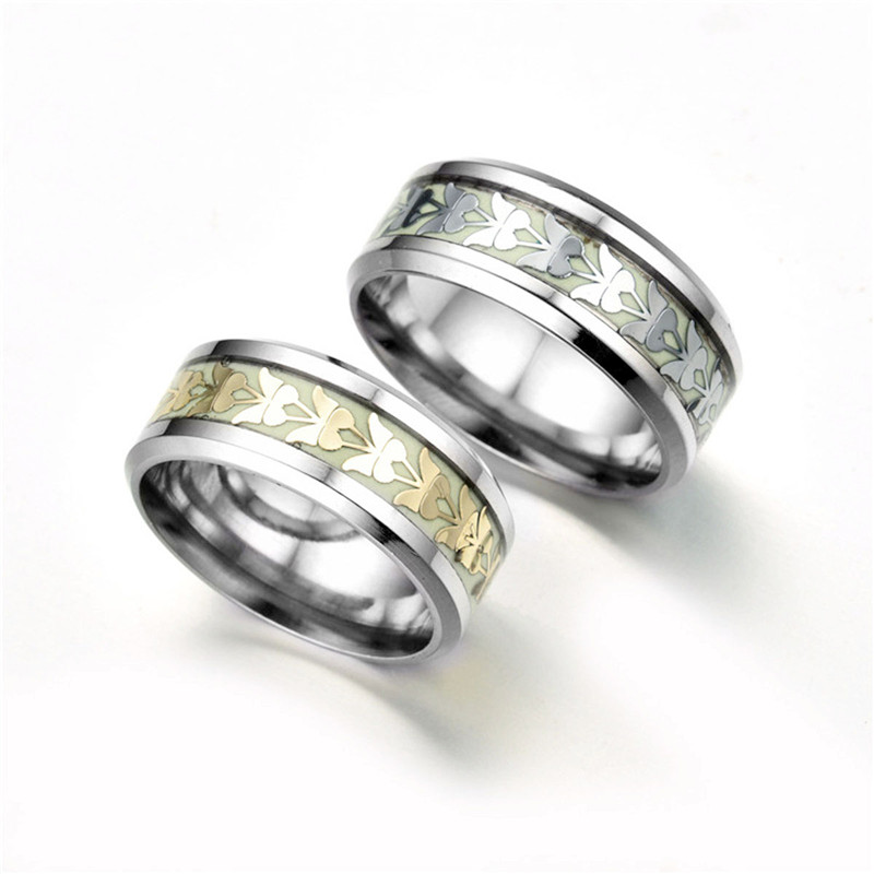New Luminous Butterfly Ring Fluorescent Glowing Fashion Ring For Creative Gifts