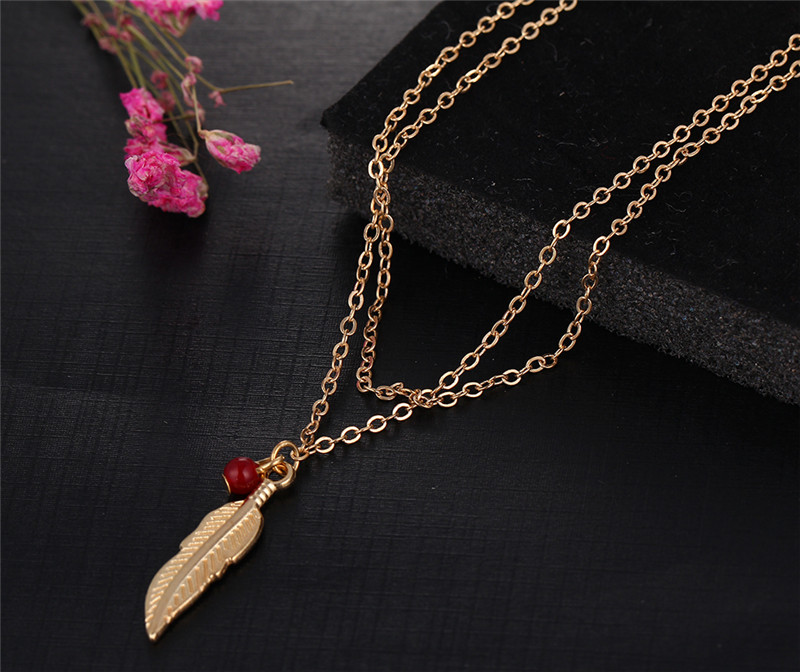 Double Layer Fashion Women Feathers Leaves Anklets Beads Bracelet Tassel Sandals Beach Foot Jewelry