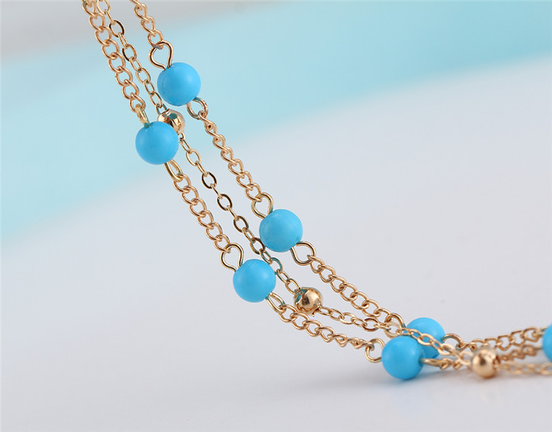 2017 Retro Foot Jewelry Bohemian Beach Holiday Anklet Blue Beads Ankle Bracelets for Women