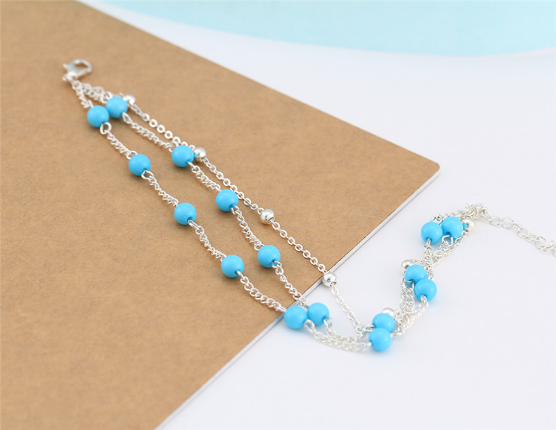 2017 Retro Foot Jewelry Bohemian Beach Holiday Anklet Blue Beads Ankle Bracelets for Women