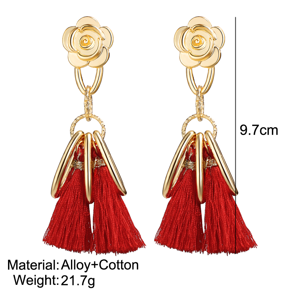 Long Tassel Earrings for Women Gold Retro Flower Dangle Drop Earring Fashion Jewelry