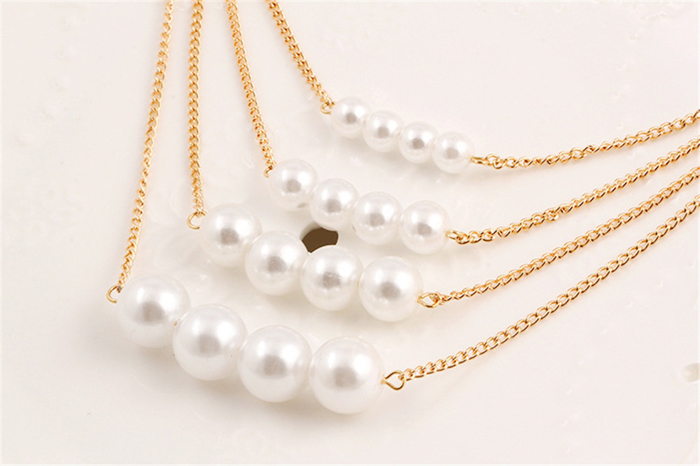 1 Pcs New Multi layer Pearl Jewelry Metal Necklaces Pendant Women &amp; Men Jewellery Gift