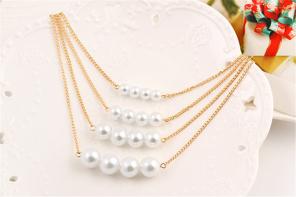 1 Pcs New Multi layer Pearl Jewelry Metal Necklaces Pendant Women &amp; Men Jewellery Gift