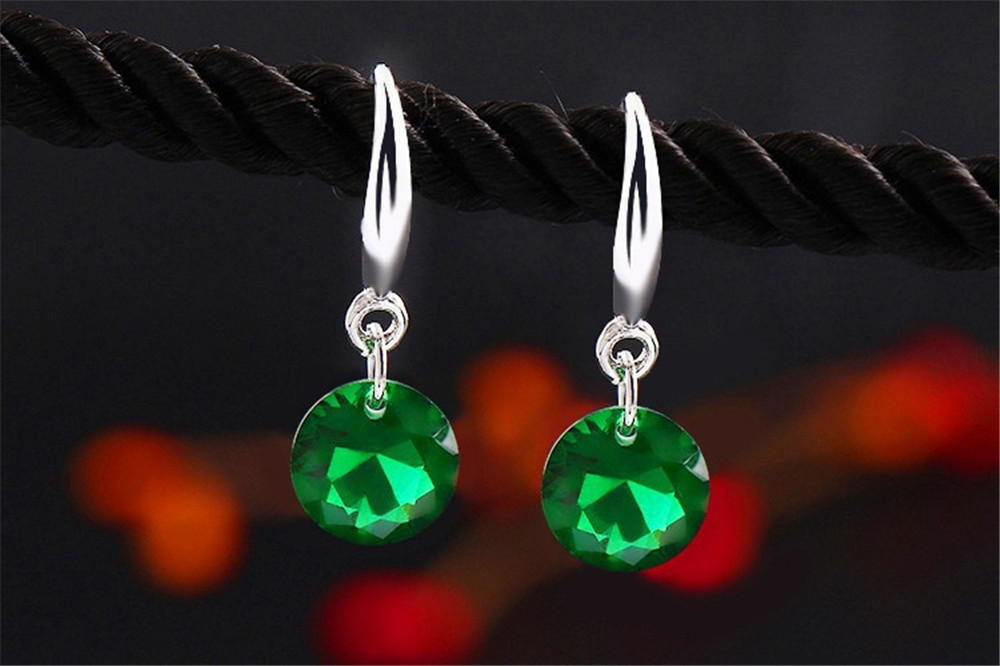Fashion Charm Round Crystal Pendant Ear Drop Earrings for Women's Gift