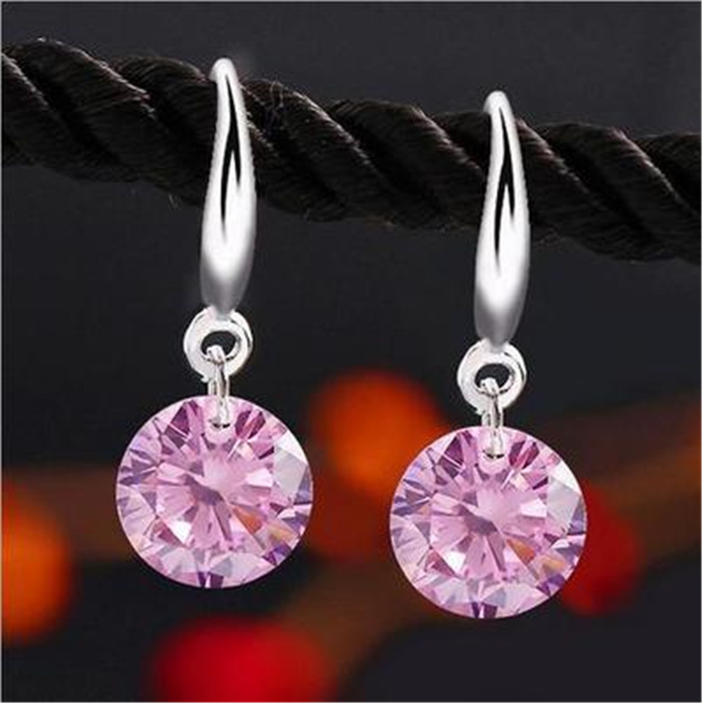 Fashion Charm Round Crystal Pendant Ear Drop Earrings for Women's Gift