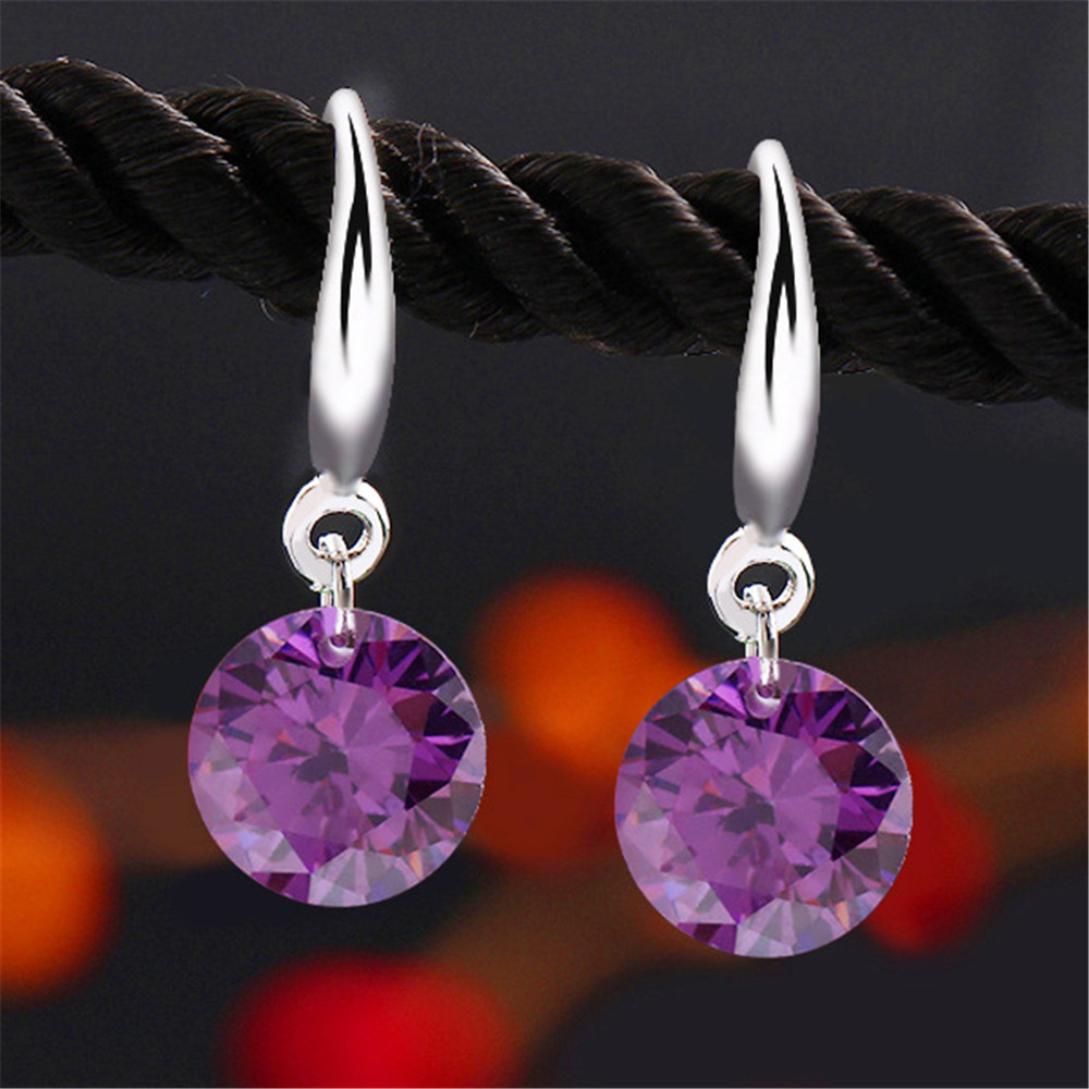 Fashion Charm Round Crystal Pendant Ear Drop Earrings for Women's Gift