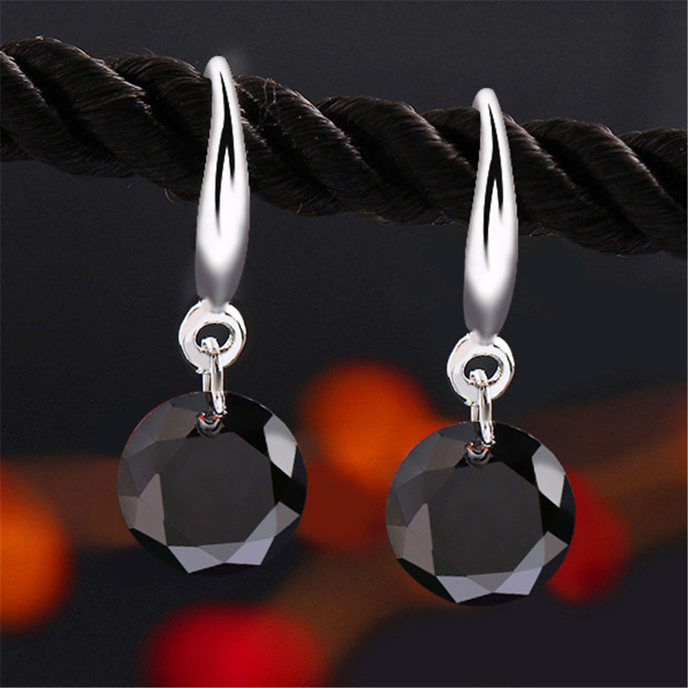 Fashion Charm Round Crystal Pendant Ear Drop Earrings for Women's Gift