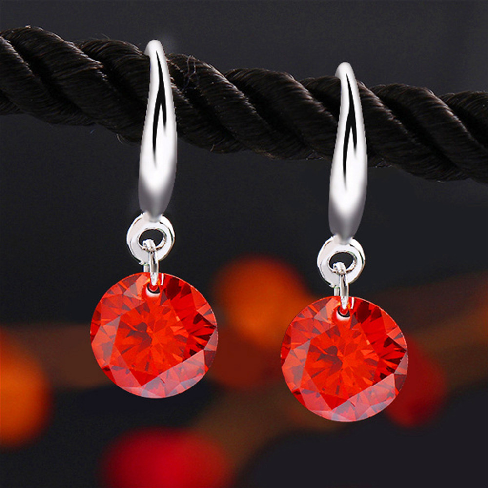 Fashion Charm Round Crystal Pendant Ear Drop Earrings for Women's Gift