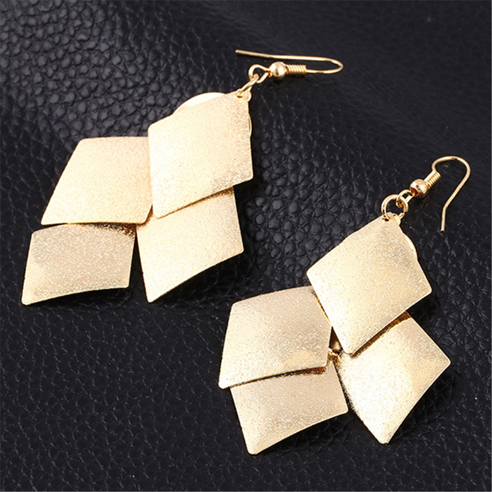 Elegant Long Tassel Earrings Geometry Square Drop Earrings Women Big Dangle Charm Statement Eardrop
