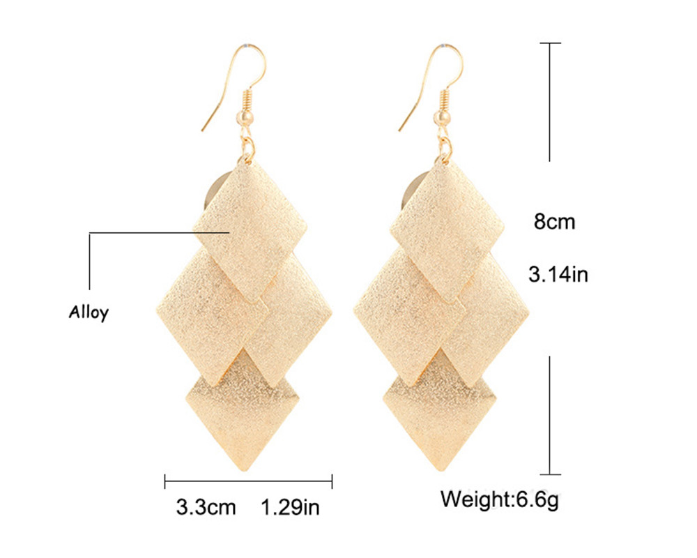 Elegant Long Tassel Earrings Geometry Square Drop Earrings Women Big Dangle Charm Statement Eardrop
