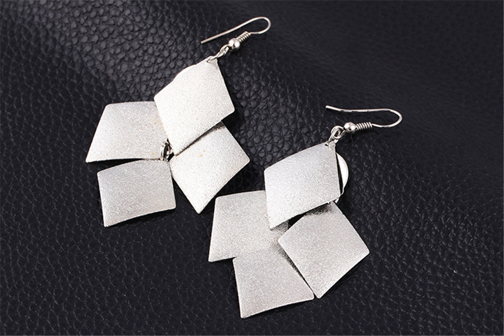 Elegant Long Tassel Earrings Geometry Square Drop Earrings Women Big Dangle Charm Statement Eardrop