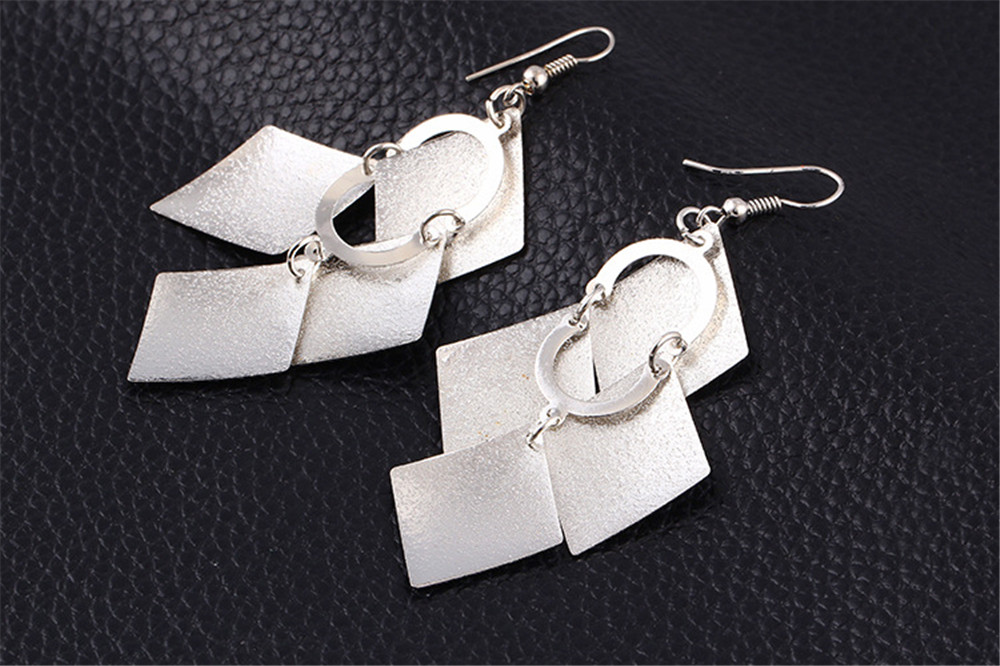 Elegant Long Tassel Earrings Geometry Square Drop Earrings Women Big Dangle Charm Statement Eardrop