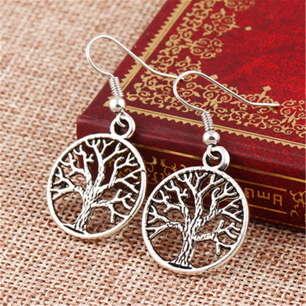 New Fashion Jewelry Bohemian Retro Style Personality Hollow Peace Tree Stud Earrings for Women
