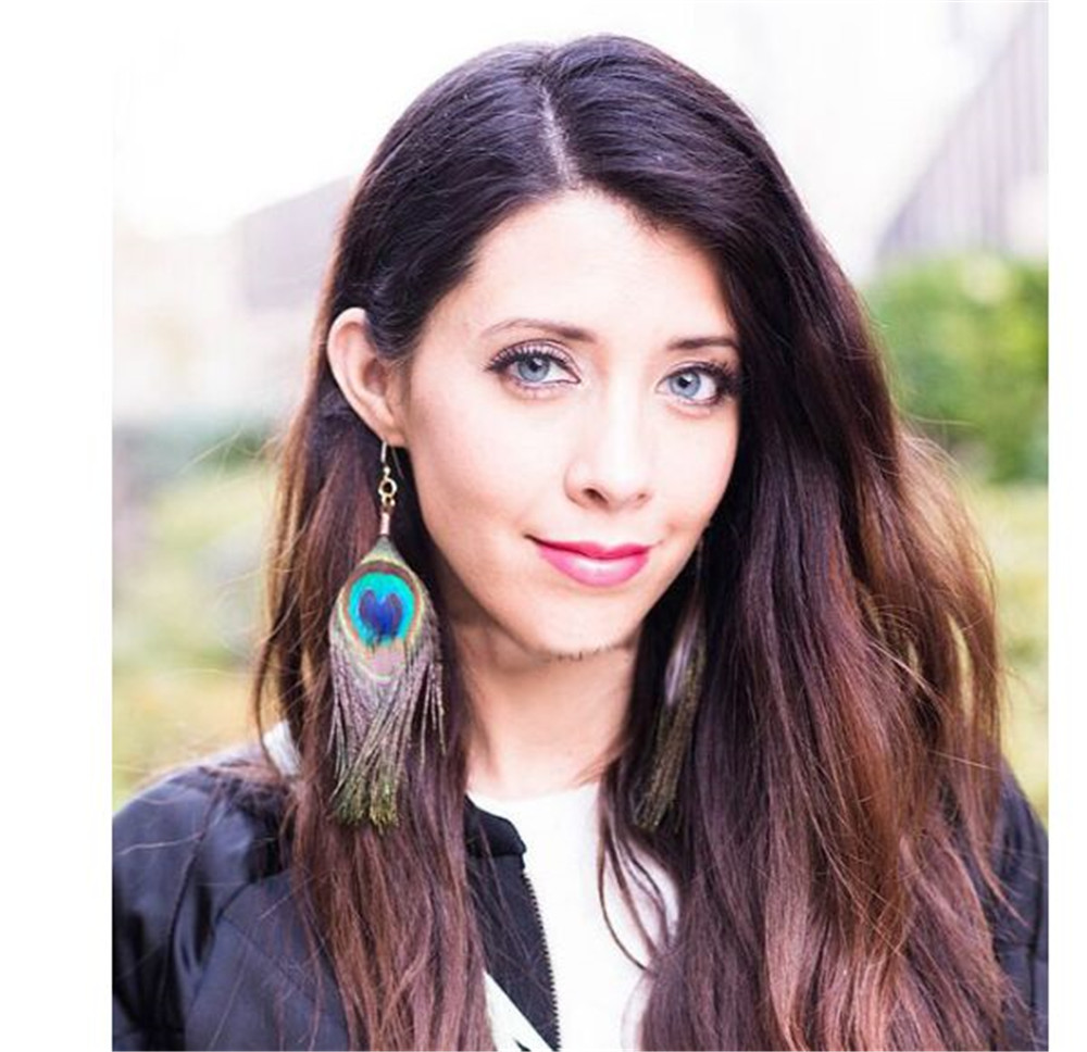 New Women Long Peacock Feather Drop Earrings Bijoux Jewelry