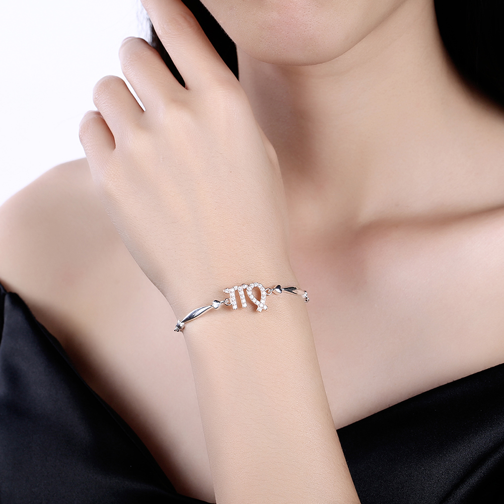 925 Sterling Silver 12 Constellation Bracelet Virgo Fashion Trend Bracelets