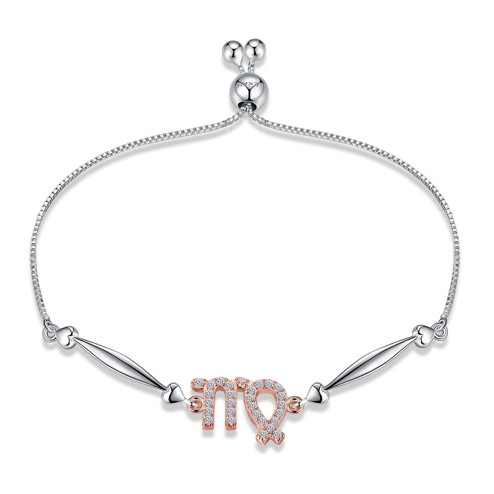 925 Sterling Silver 12 Constellation Bracelet Virgo Fashion Trend Bracelets