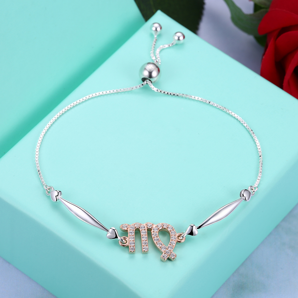 925 Sterling Silver 12 Constellation Bracelet Virgo Fashion Trend Bracelets