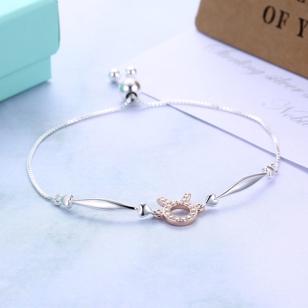 925 Sterling Silver 12 Constellation Bracelet taurus Fashion Trend Bracelets