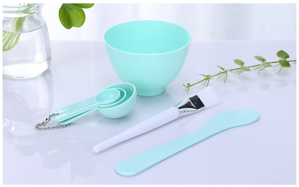 4 in 1 Women Face Skin Care Mask Mixing Bowl Stick Brush Pink Cosmetic Tool Set
