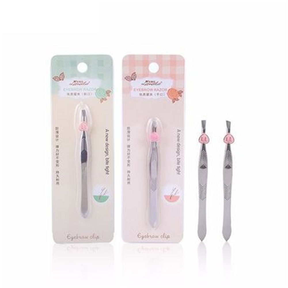 2pcs Stainless Steel Eyebrow Tweezers Slanted Edge &amp; Flat Clip Hair Remover Tweezer  Makeup Tools