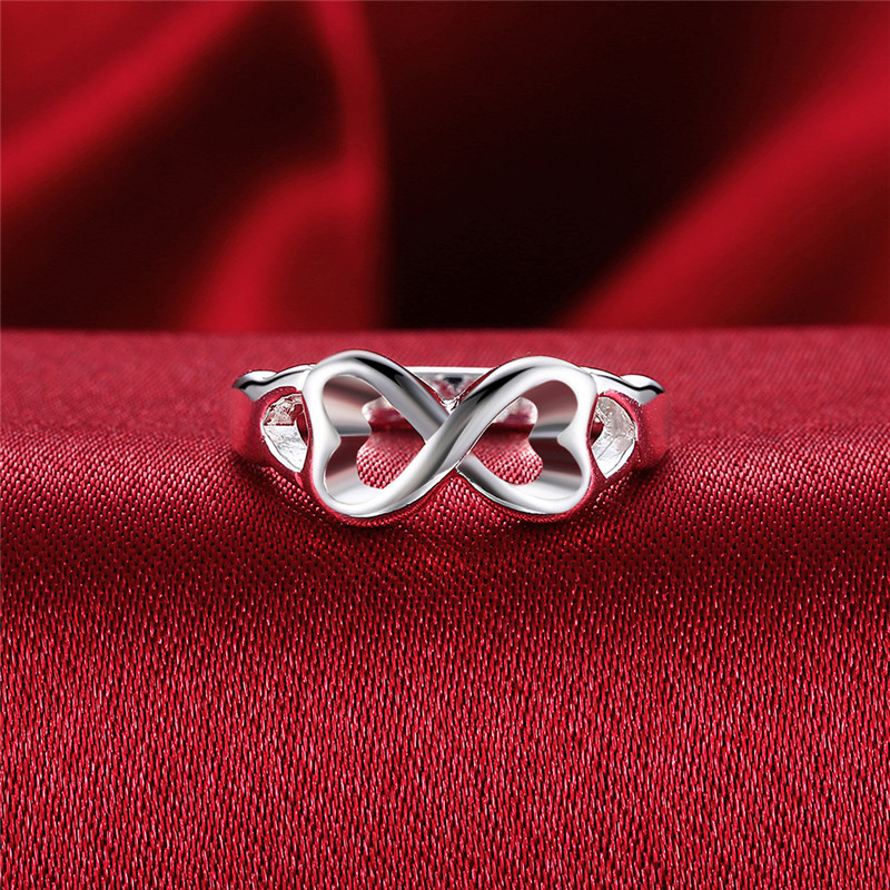 Women Fashion Infinity Rings Jewelry Silver Plated Finger Rings Silver Bowknot Ring Wedding Ring