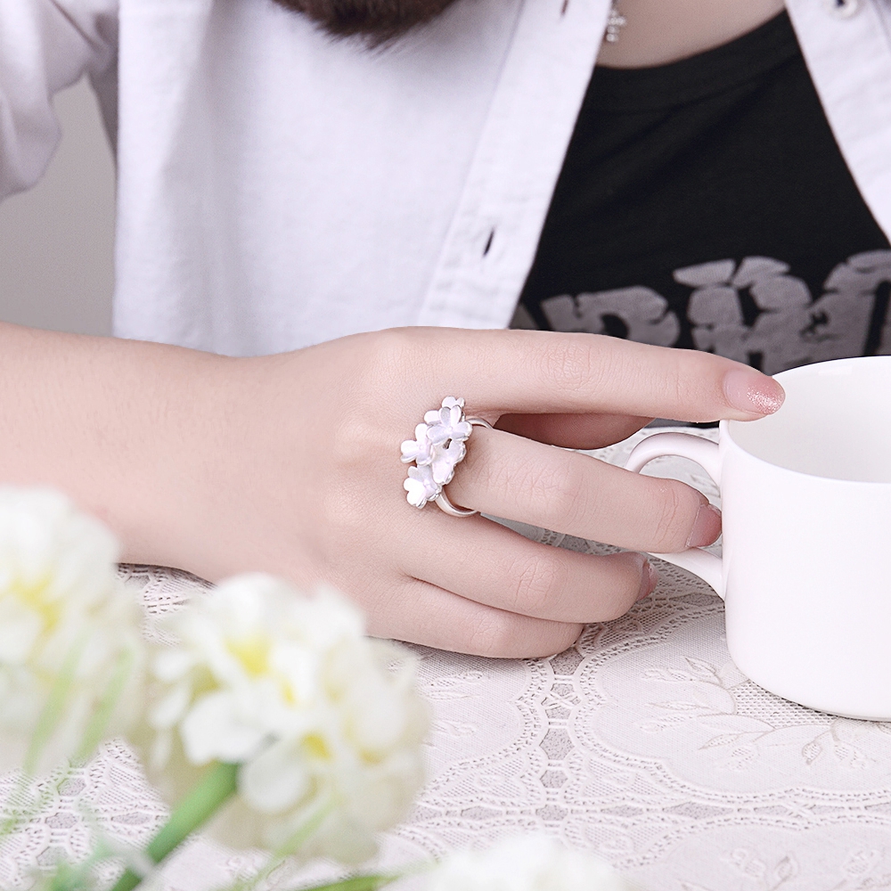 Women Hawallan Fancy Flower Ring Creative Frosted Lady Ring Plumeria Flower Ring Size 7,8