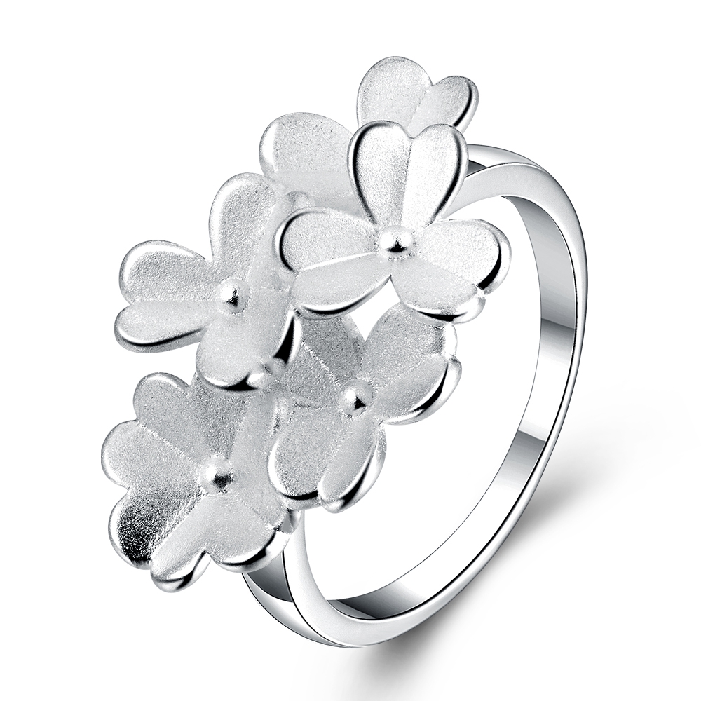 Women Hawallan Fancy Flower Ring Creative Frosted Lady Ring Plumeria Flower Ring Size 7,8
