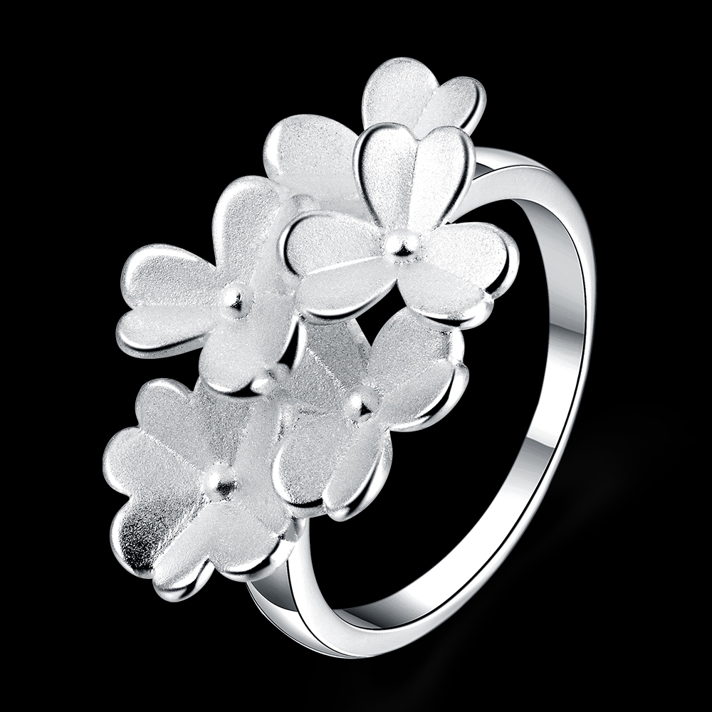 Women Hawallan Fancy Flower Ring Creative Frosted Lady Ring Plumeria Flower Ring Size 7,8