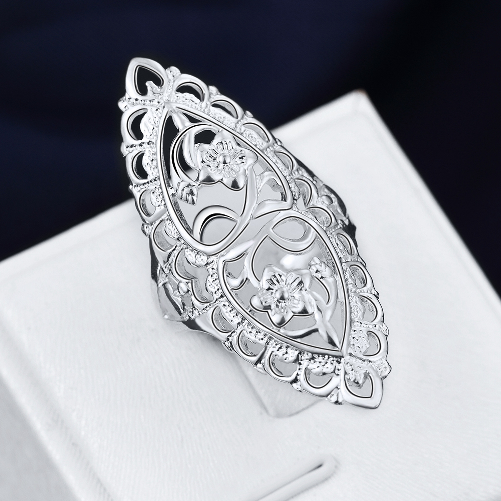 Fashion Silver-plated Ring Women &amp; Men Gift Classical Creative Carved Silver Finger Rings Jewelry