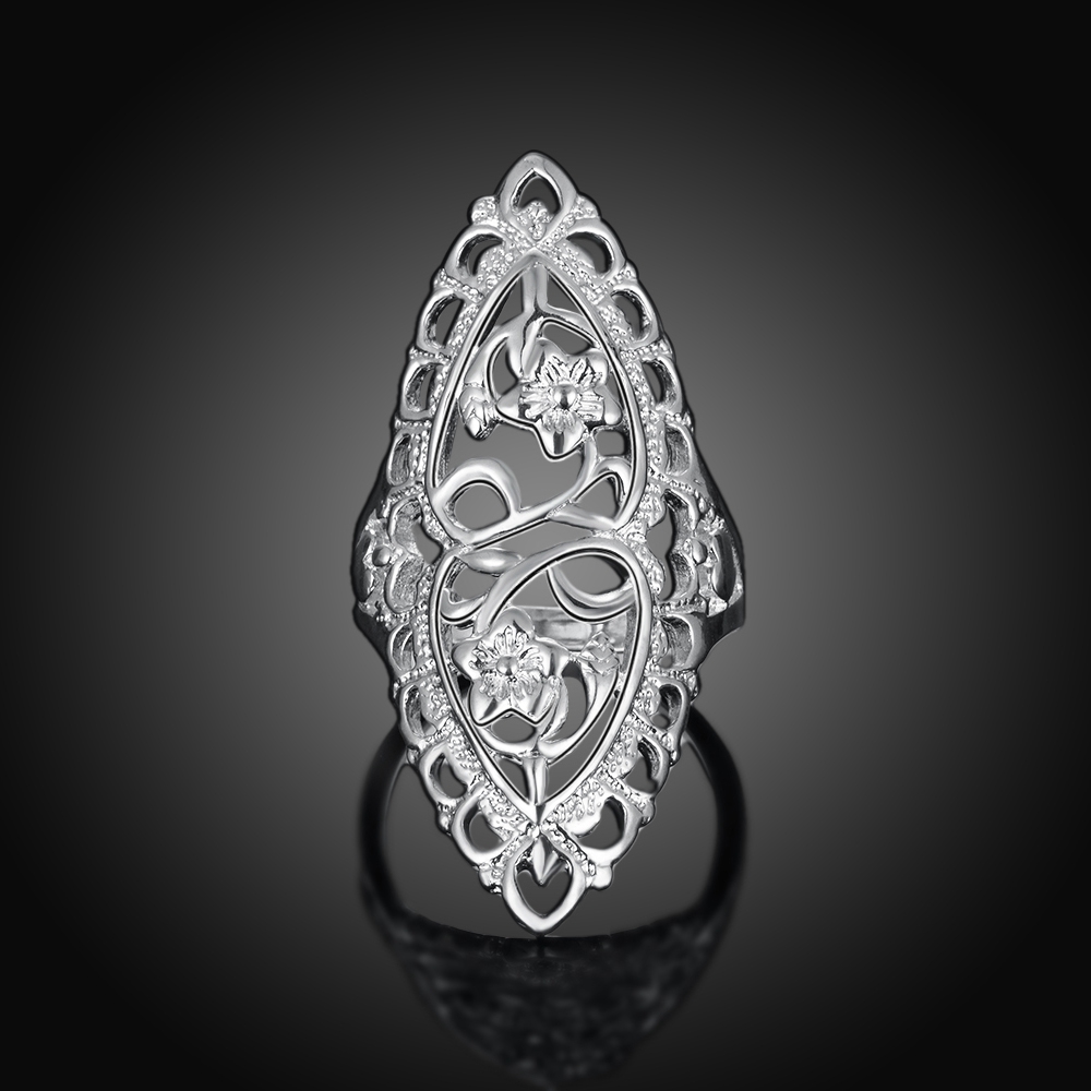 Fashion Silver-plated Ring Women &amp; Men Gift Classical Creative Carved Silver Finger Rings Jewelry