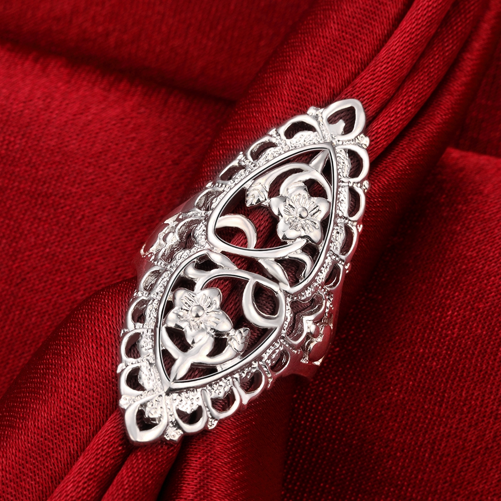 Fashion Silver-plated Ring Women &amp; Men Gift Classical Creative Carved Silver Finger Rings Jewelry