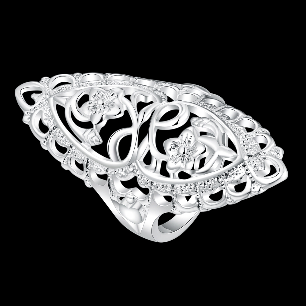 Fashion Silver-plated Ring Women &amp; Men Gift Classical Creative Carved Silver Finger Rings Jewelry