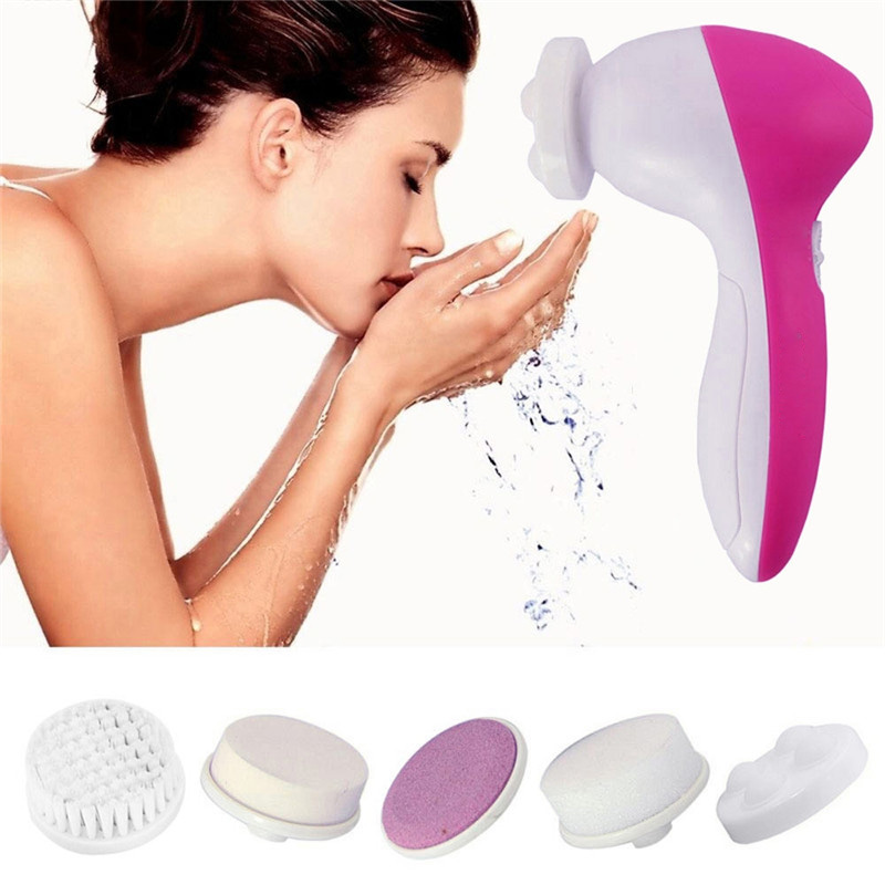 1pcs 5 in 1 Electric Wash Face Machine Facial Pore Cleaner Body Cleaning Massage Mini Skin Beauty