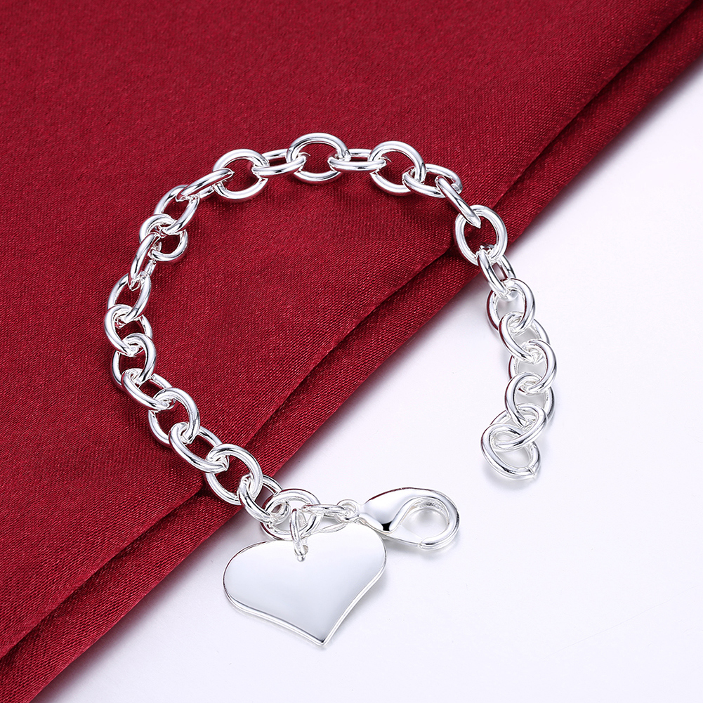 Silver Plated Bracelet Heart Shrimp Buckle Silver Bracelets Bangle Wedding Jewelry Accessories