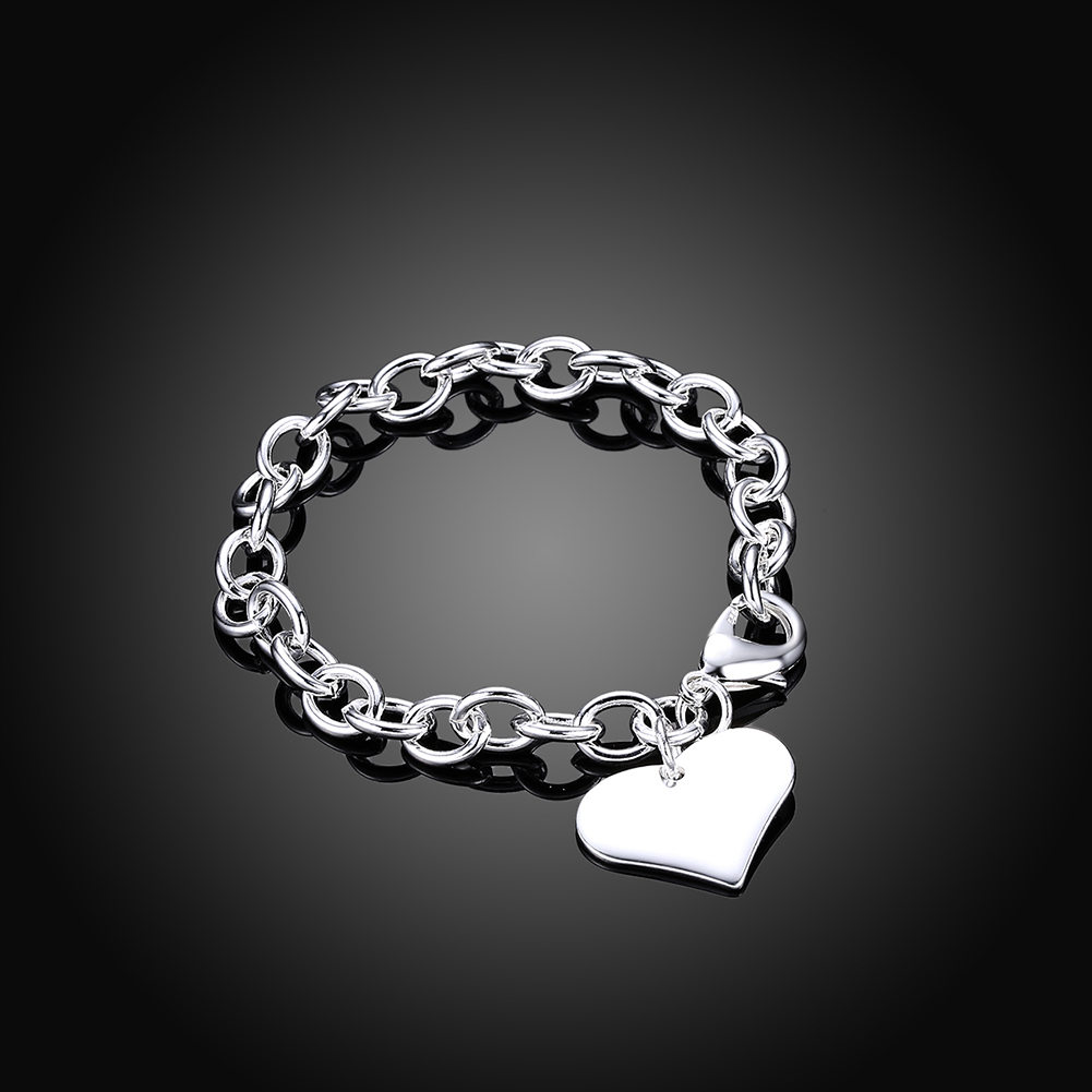 Silver Plated Bracelet Heart Shrimp Buckle Silver Bracelets Bangle Wedding Jewelry Accessories