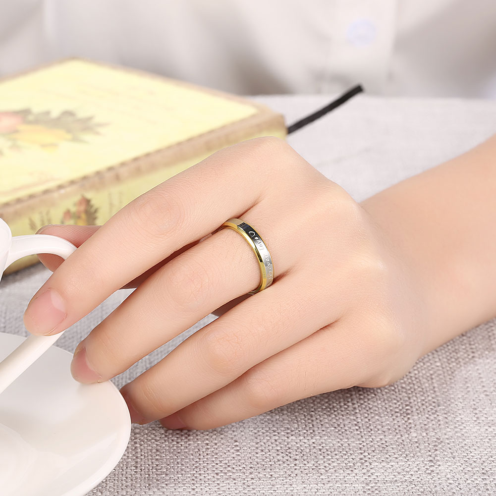Forever Love Letter Ring Female Steel Ring Bicolor Love Romantic Ring Gold Color Jewelry Silver Ring