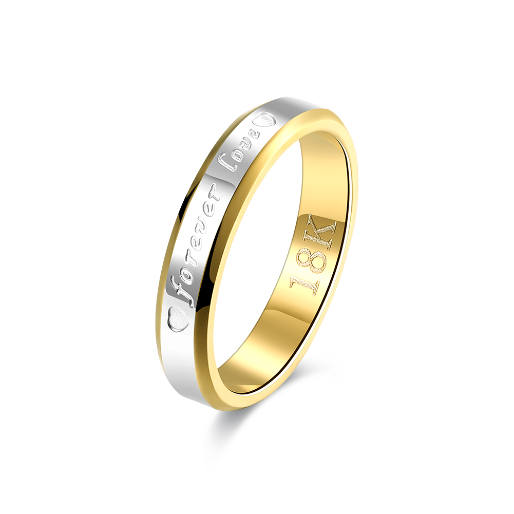 Forever Love Letter Ring Female Steel Ring Bicolor Love Romantic Ring Gold Color Jewelry Silver Ring