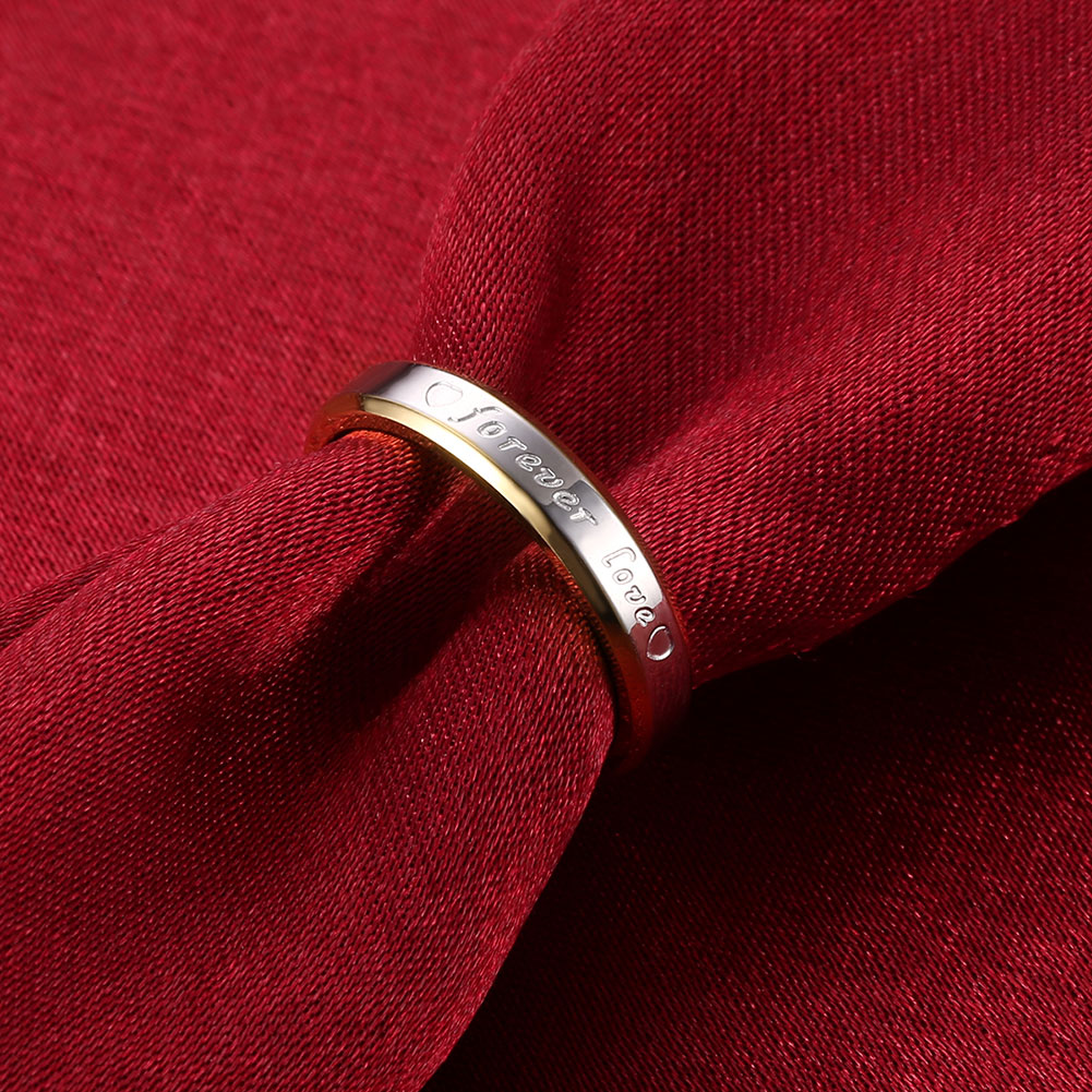 Forever Love Letter Ring Female Steel Ring Bicolor Love Romantic Ring Gold Color Jewelry Silver Ring