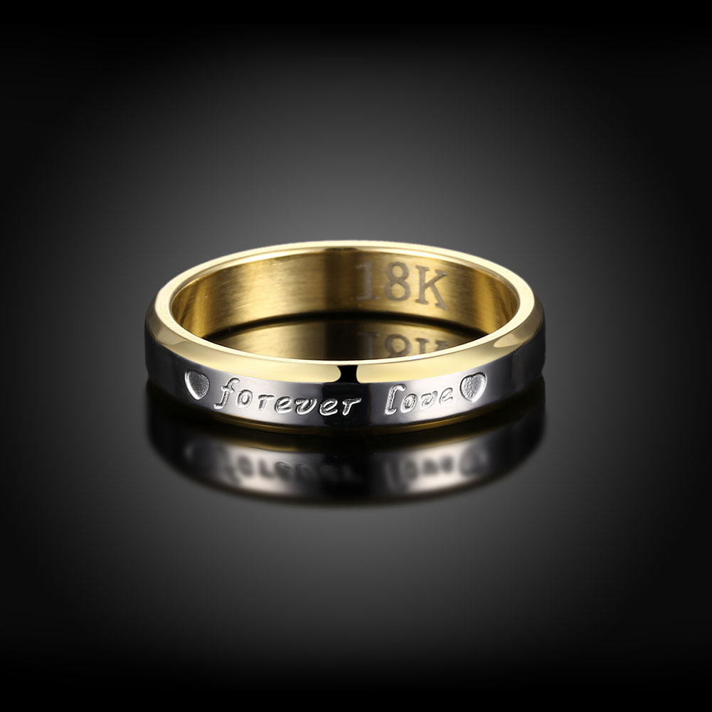 Forever Love Letter Ring Female Steel Ring Bicolor Love Romantic Ring Gold Color Jewelry Silver Ring
