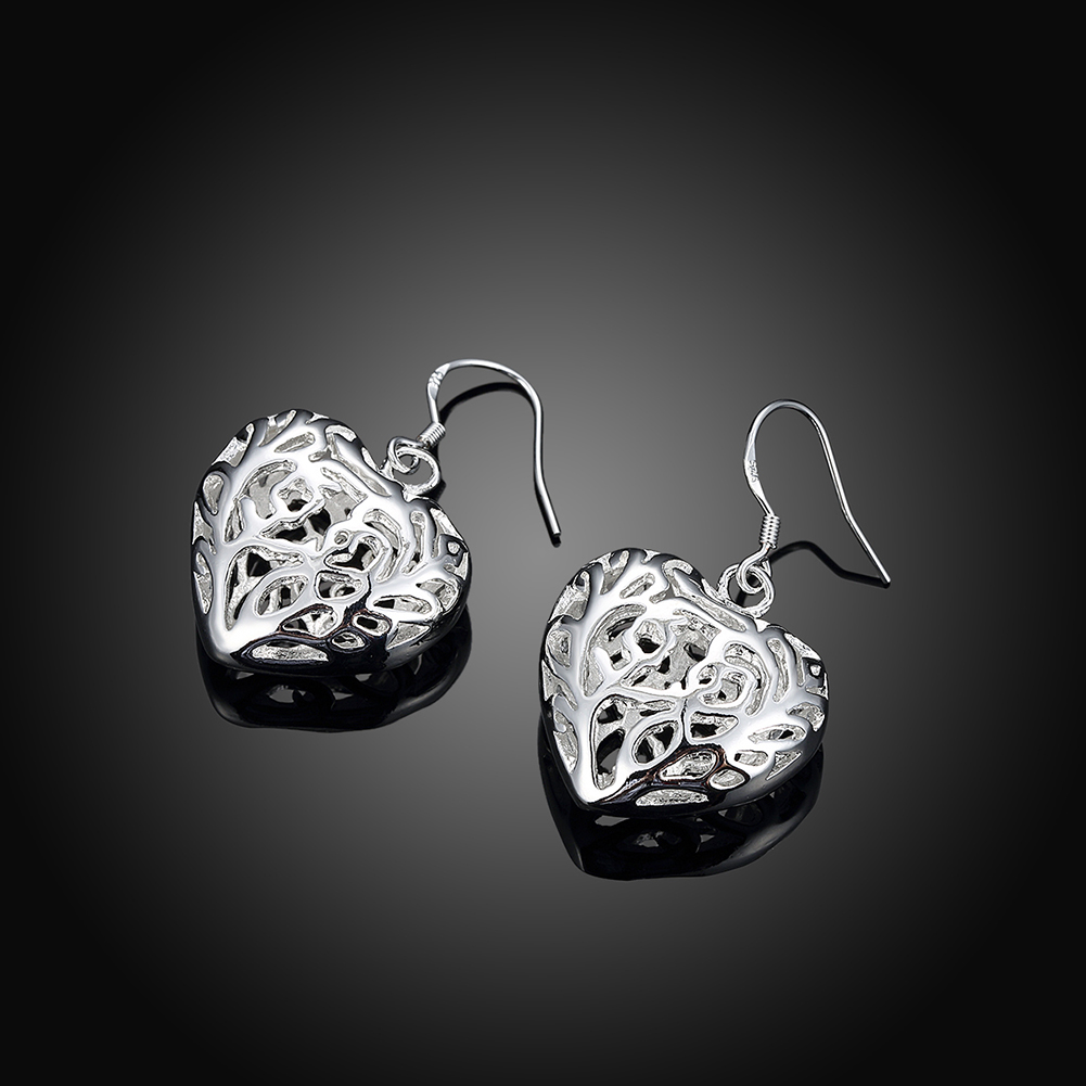Silver Jewelry Fashion Exquisite Gift Small Three-dimensional Heart-shaped Earring