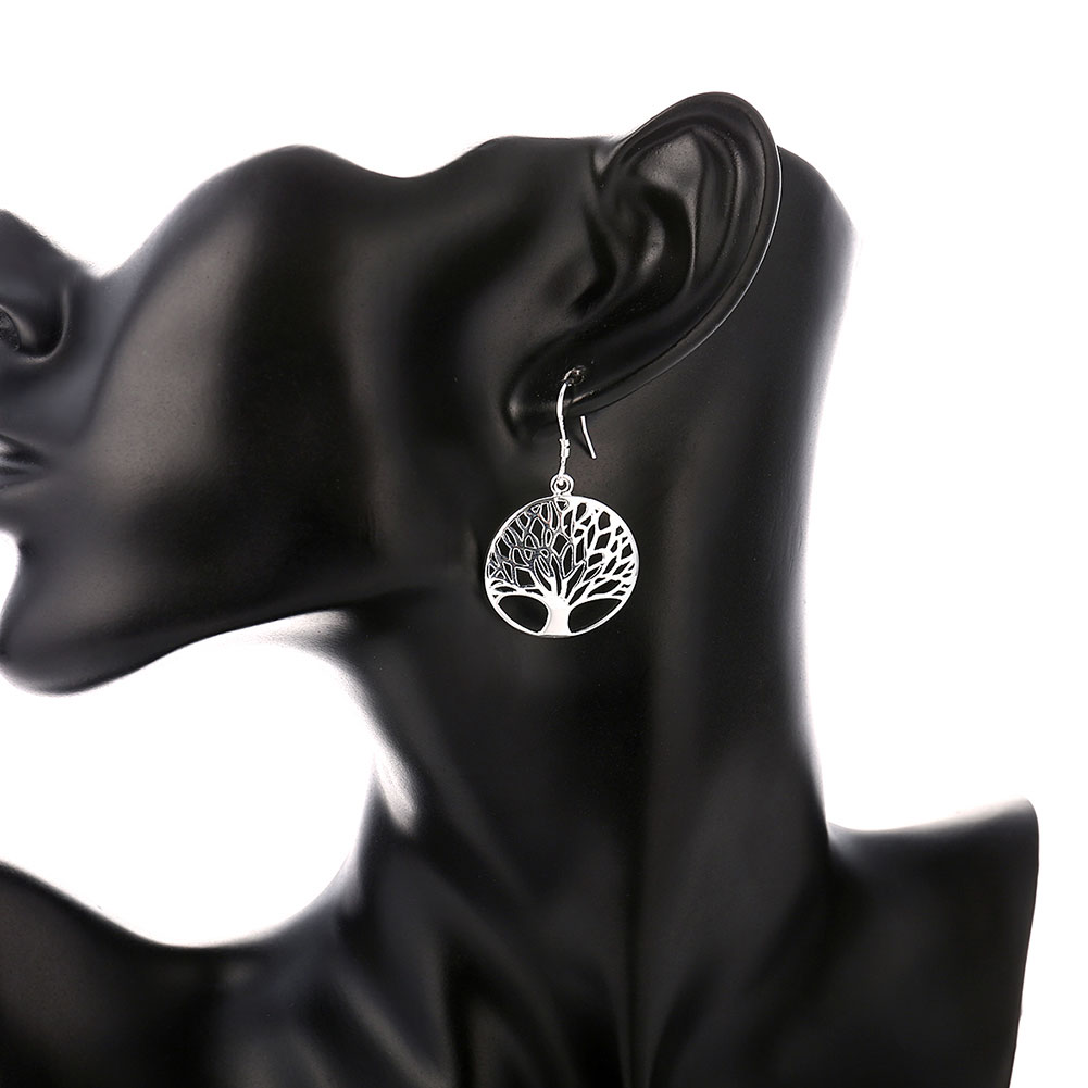 Elegant Silver Tree Of Life Drop Earrings Totem Gift Wife Unique Women Earing Wedding Arbre Argent