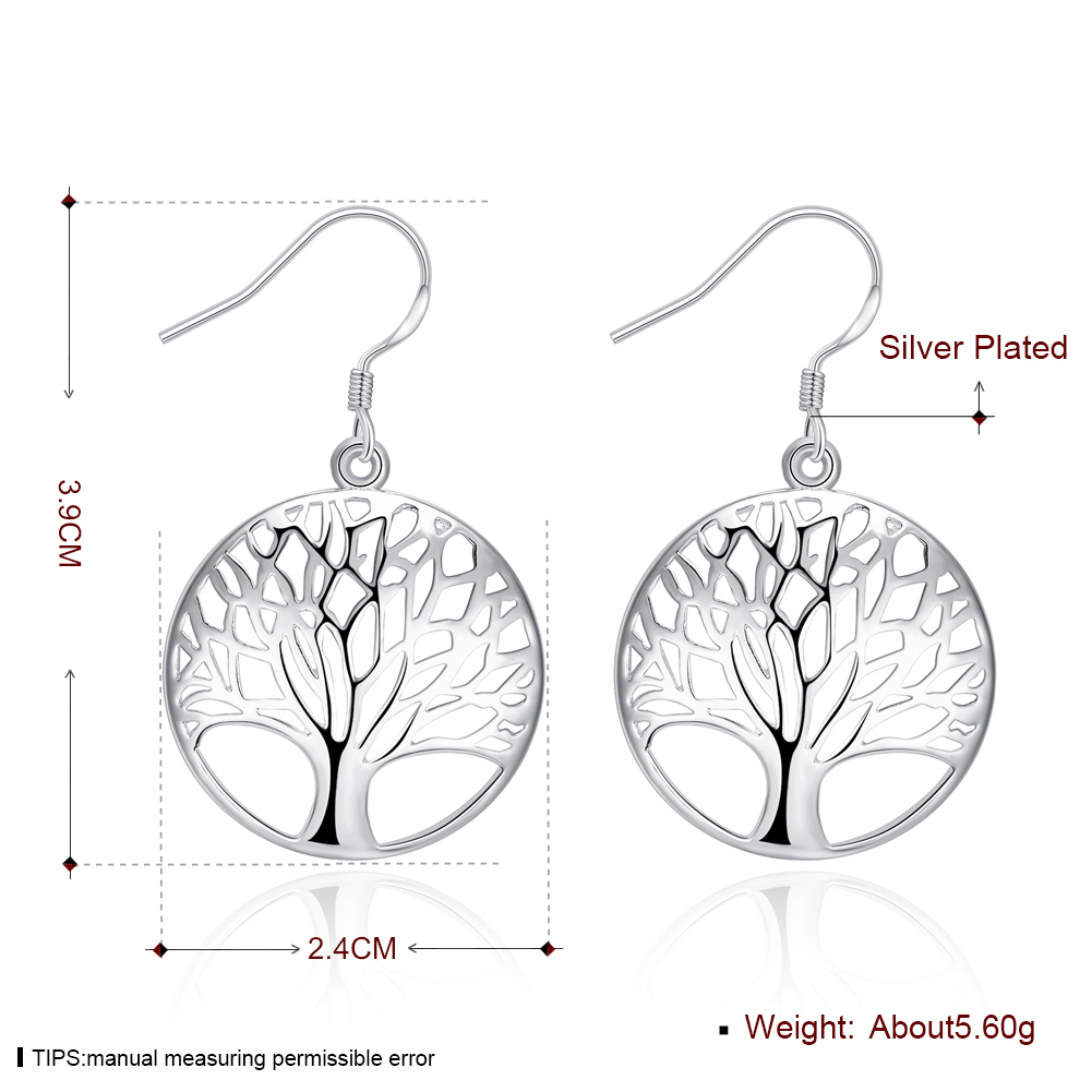 Elegant Silver Tree Of Life Drop Earrings Totem Gift Wife Unique Women Earing Wedding Arbre Argent