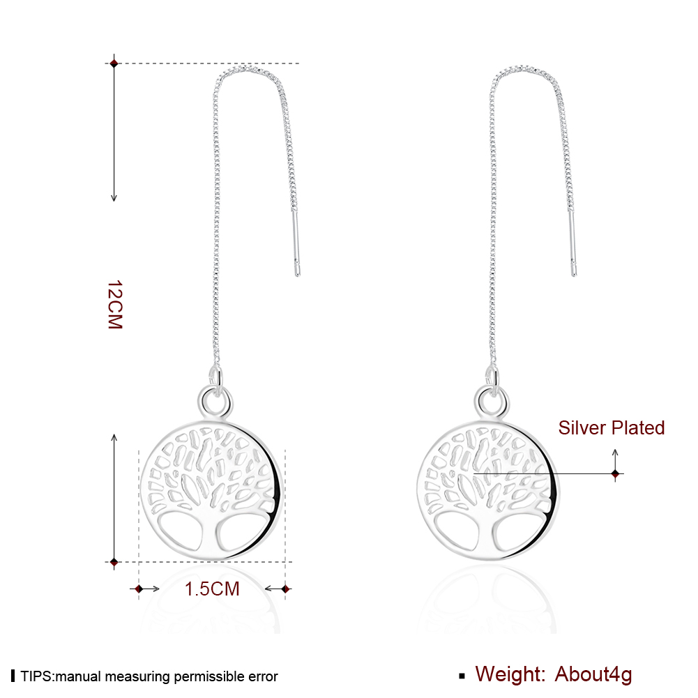 Silver Color Women Wedding Earring Jewelry Tree of Life Girl Gift Cute Fashion Couple Gift Hoop