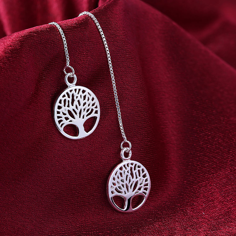 Silver Color Women Wedding Earring Jewelry Tree of Life Girl Gift Cute Fashion Couple Gift Hoop