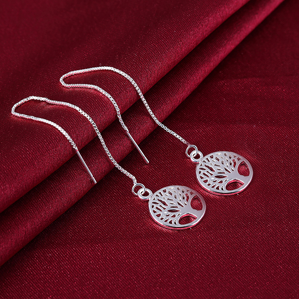 Silver Color Women Wedding Earring Jewelry Tree of Life Girl Gift Cute Fashion Couple Gift Hoop