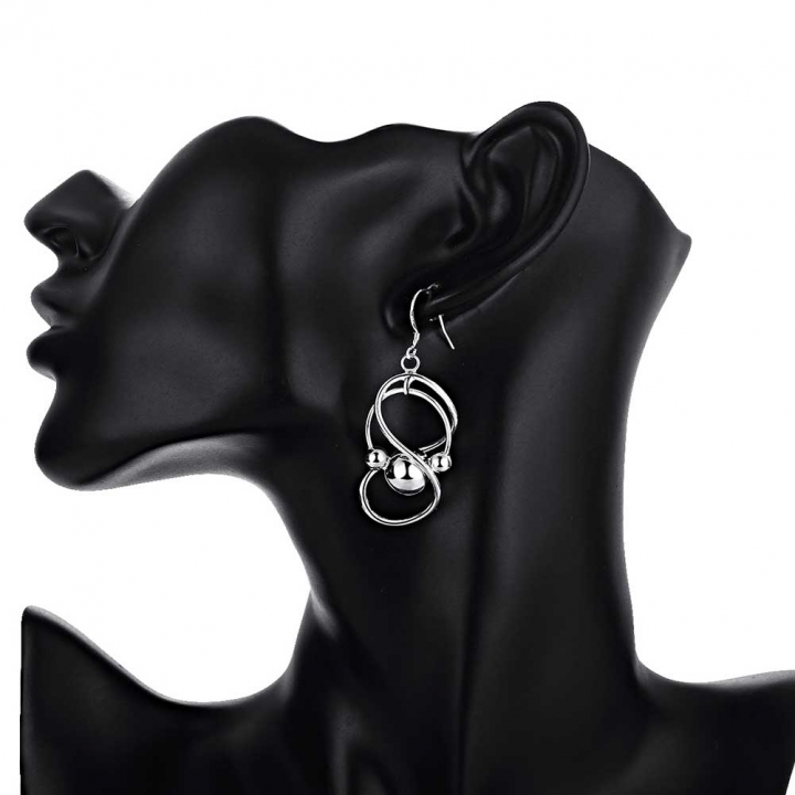 Hot Trendy Sliver Plated Number 8 Word Hanging Bead Drop Earrings for Women Chic Accessories